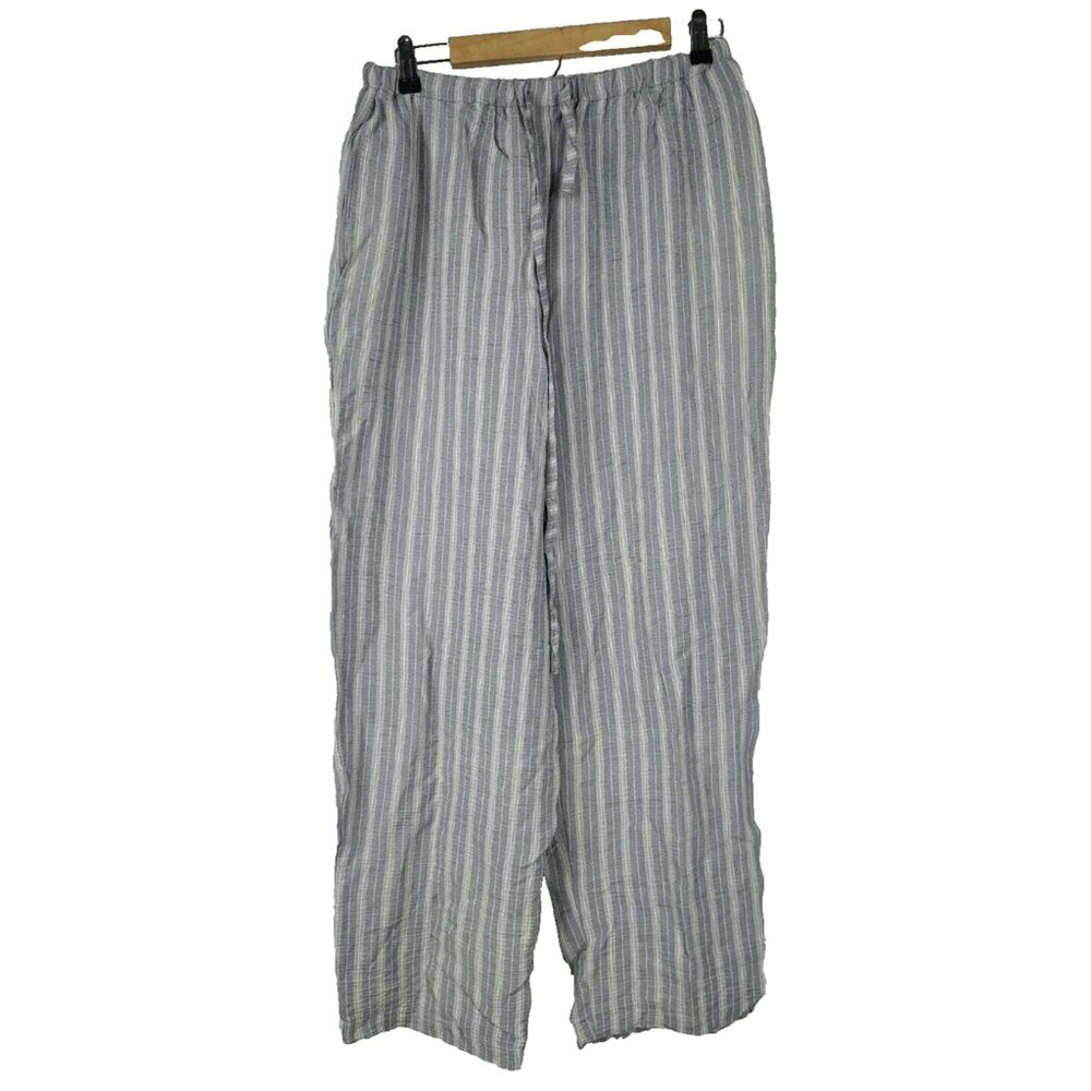 Harris Wallace‎ Womens Relaxed Pants Medium Gray Striped Straight Coastal Resort